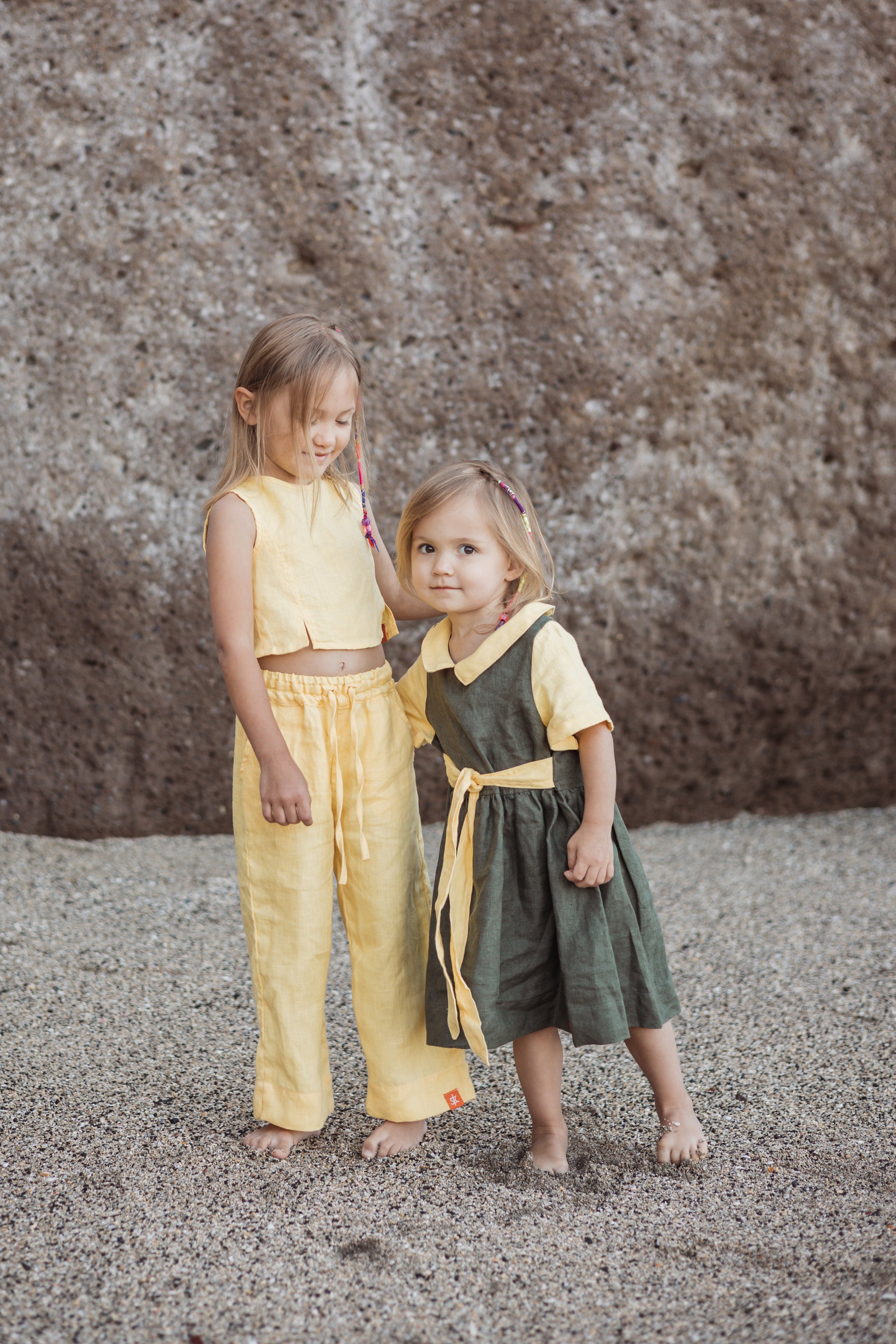 childrens linen dresses Sofa Killer dark green dress with yellow color details – Linen Dress, Premium Loungewear Vintage Photoshoot Pink Lace Dress, Bridesmaid Chest Size:66 pull-on