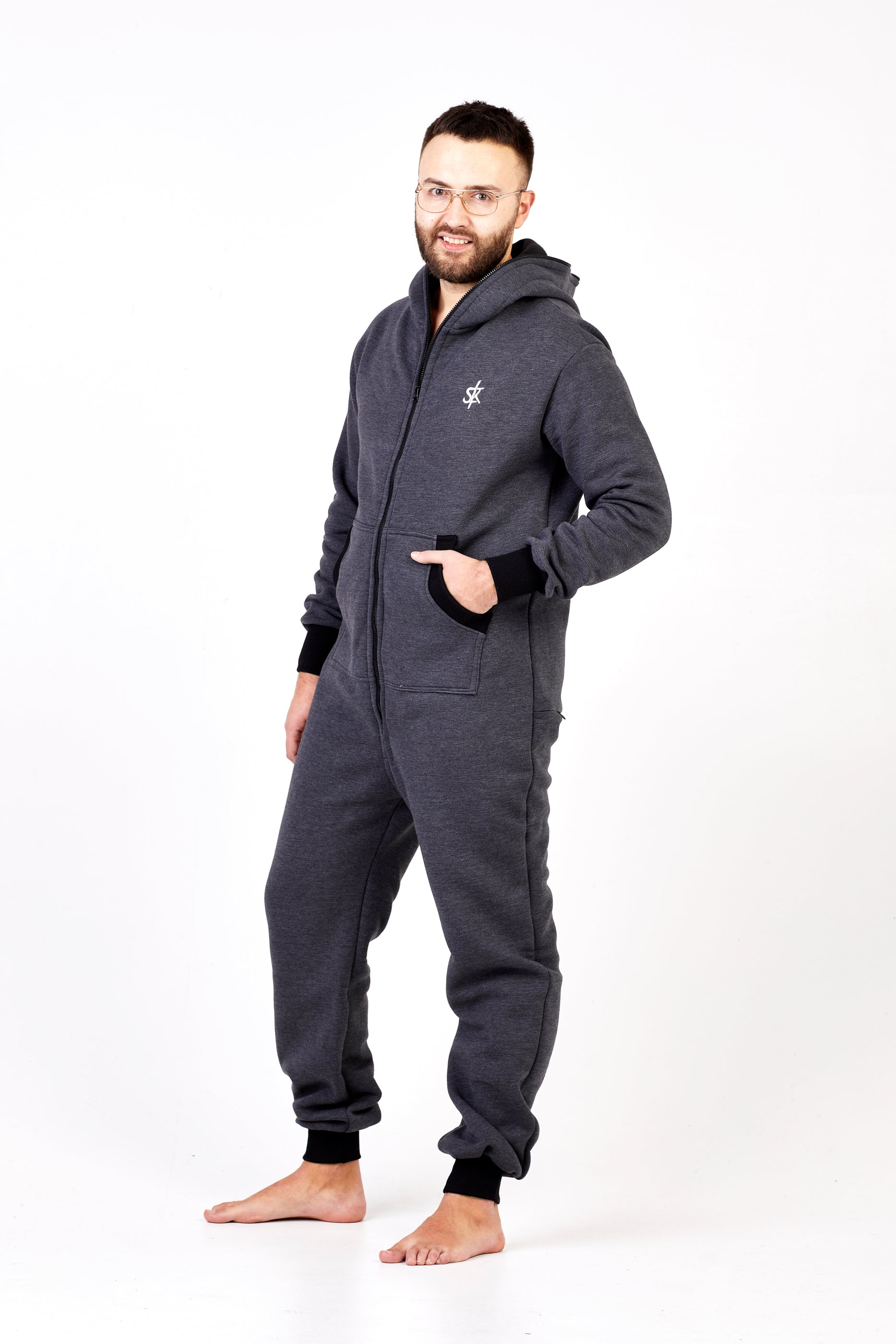 Sofa Killer dark grey onesie with a zipper in the back – Adult