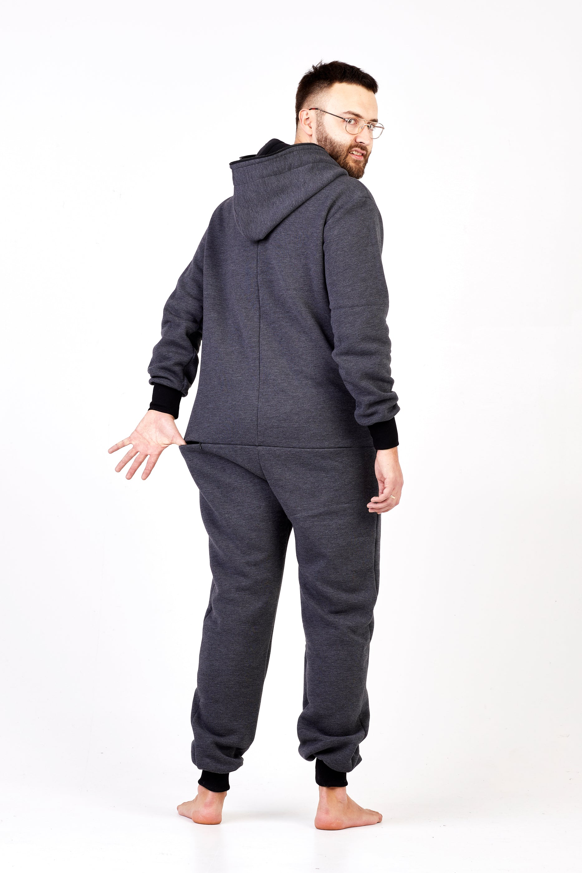 Sofa Killer dark grey onesie with a zipper in the back