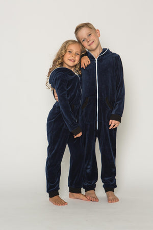 dark blue velours onesie – Jumpsuit Premium Loungewear