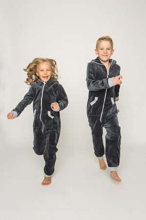 dark grey velours onesie – Jumpsuit Premium Loungewear