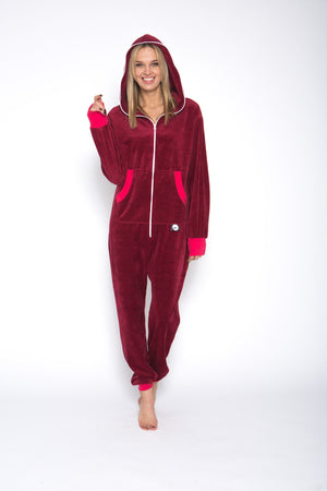 wine summer velours onesie – Jumpsuit Premium Loungewear