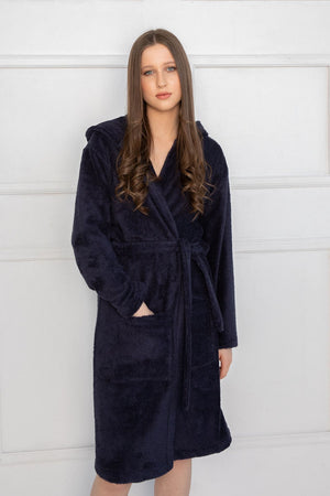 dark blue bamboo frottee robe – Loungewear Robe Premium Loungewear