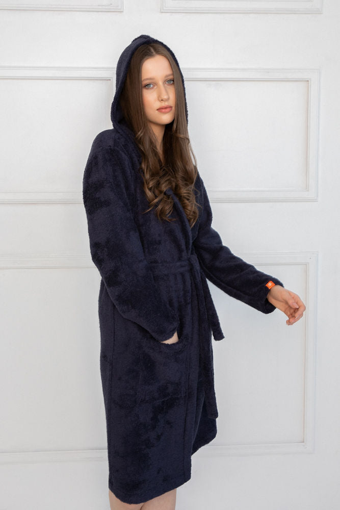 Sofa Robe Sofa Killer dark blue bamboo frottee women robe – Loungewear Robe ...