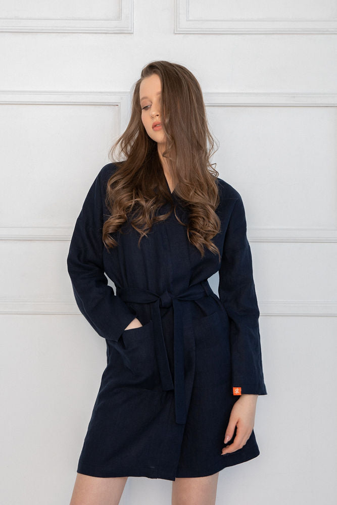 Sofa Robe Sofa Killer dark blue linen robe – Sofa Killer comfy and cozy ...
