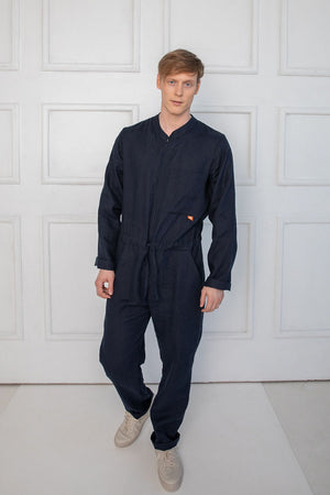 dark blue linen onesie – Onesie Premium Loungewear