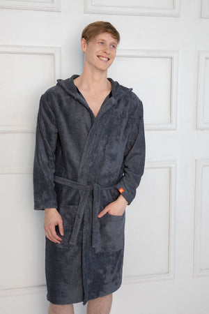 dark grey bamboo frottee robe – Loungewear Robe Premium Loungewear