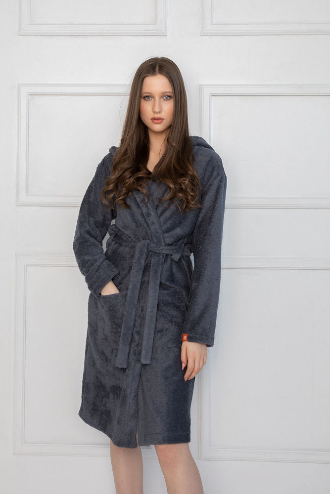 Sofa Robe Sofa Killer dark grey bamboo frottee women robe – Loungewear Robe ...