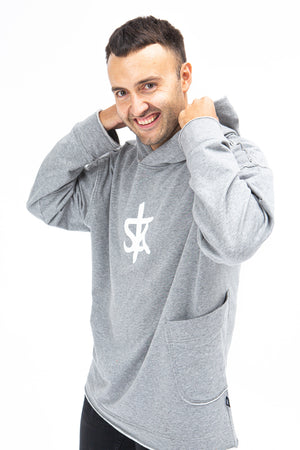 warm light grey long hoodie white SK logo – Cotton Hoodie Premium Loungewear
