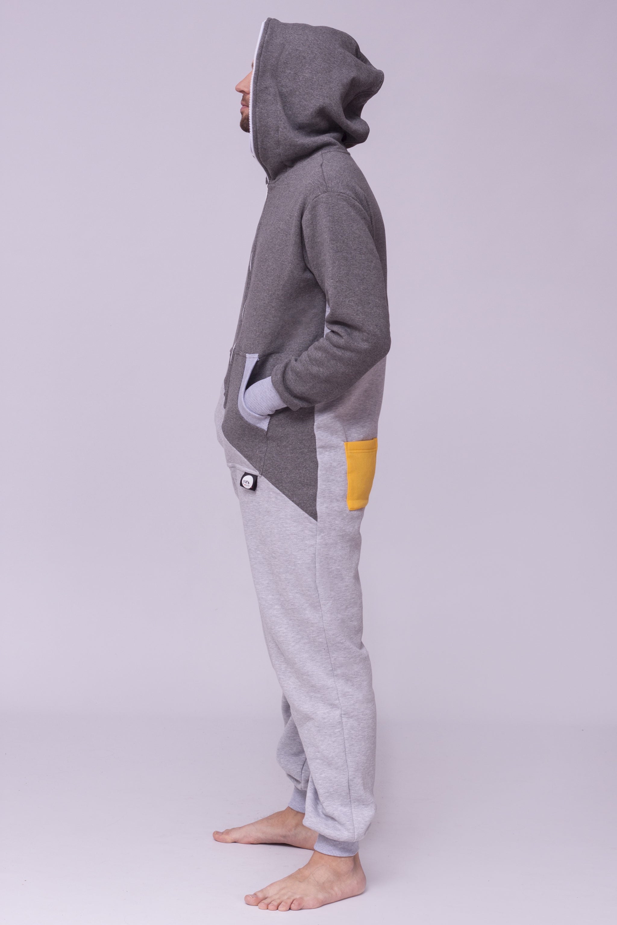 Sofa Killer tricolor onesie SUNNY with yellow sleeve – Adult