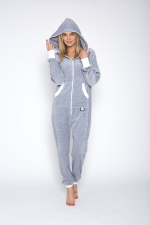 light grey summer velours onesie – Jumpsuit Premium Loungewear