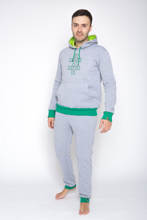light grey lounge wear green cuff LTU – Onesie Premium Loungewear