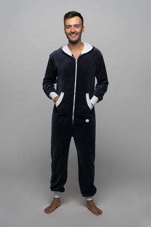 dark grey velours onesie – Jumpsuit Premium Loungewear