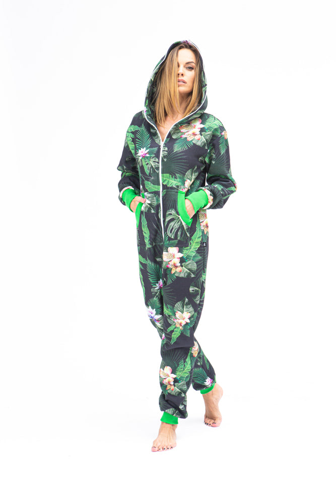Sofa Killer women onesie with floral prints Tropical – Sofa Killer super  warm and cozy loungewear for family